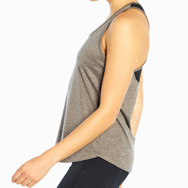 OEM Factory Mesh Panel Custom Women Active Racer Back Fitness Sports Gym Tank Tops detail pictures
