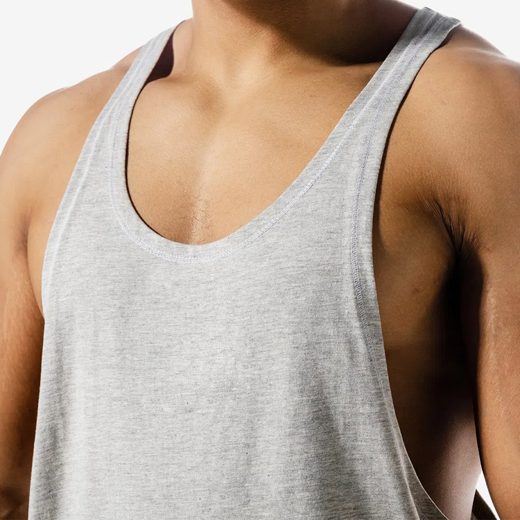 Factory Price Mesh Back Custom Logo Muscle Stringer Racer Back Men Gym Tank Tops detail pictures