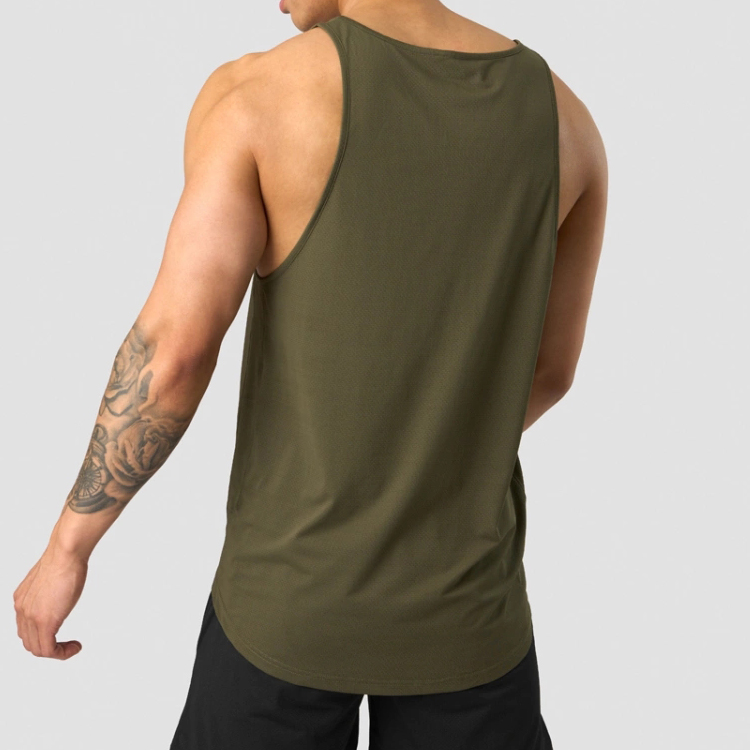 Custom Logo Running Active Fitness Workout Men Polyester Blank Gym Sports Tank Top detail pictures