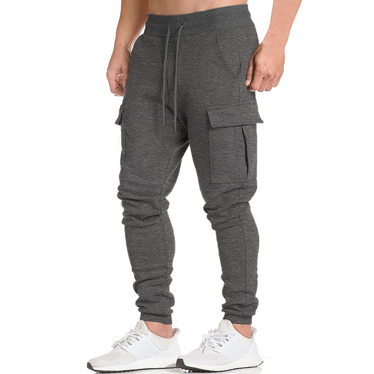 Wholesale Drawstring Waist Cotton Polyester Cargo Pockets Men Workout Jogger Sweat Pants