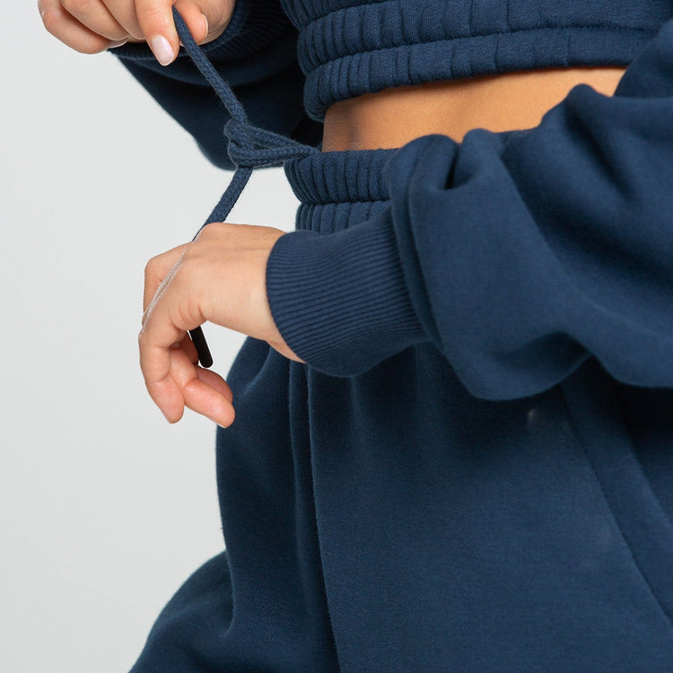 Soft French Terry Cotton Drawstring Waist Loose Fit Sweat Pants Custom Women Joggers detail pictures