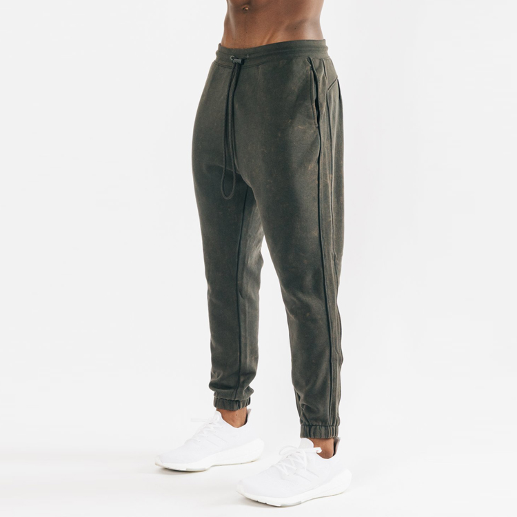 Wholesale Drawstring Waist Acid Washed Oversize Workout Jogger Sweat Pants For Men detail pictures