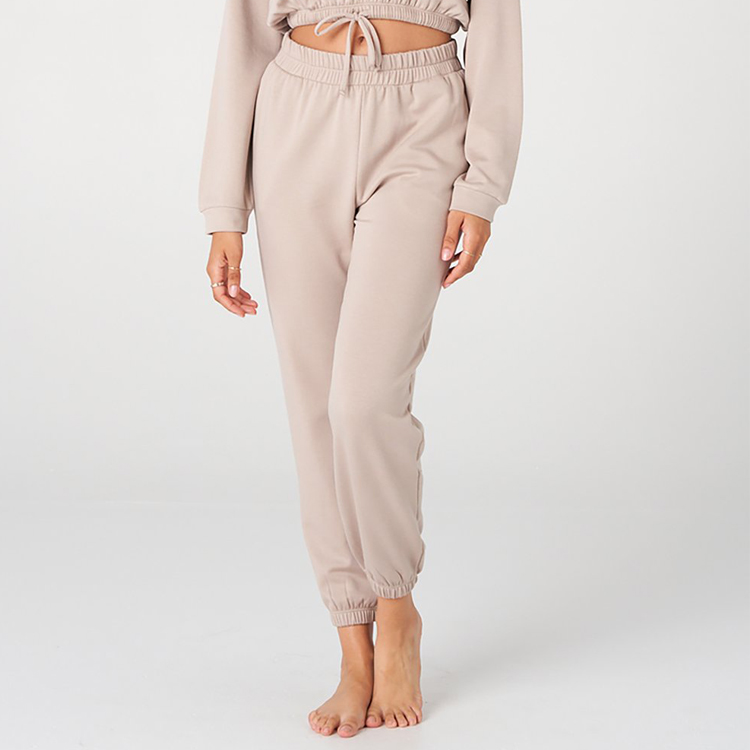 Skinny Cotton Spandex Custom Logo Sweat Pants Elastic Waist Joggers For Women detail pictures