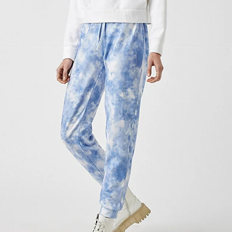 Custom Drawstring Waist Wholesale Tie Dye Cotton Jogger Pants For Women With Pockets detail pictures