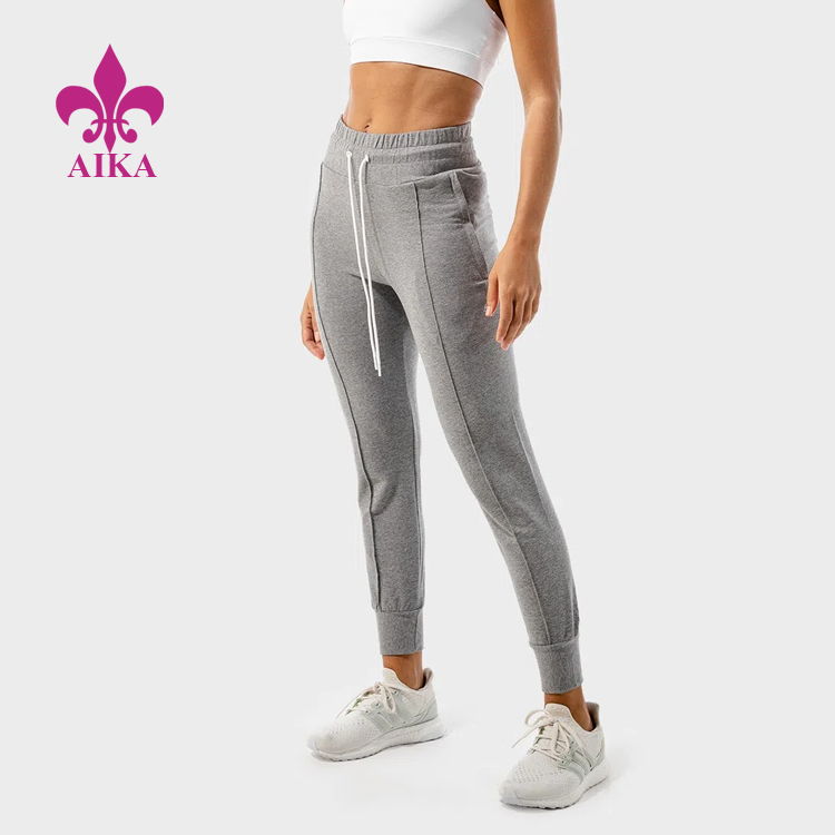 Top Quality Stretch Ladies Gym Zipper Pocket Sweat Pants Wholesale Slim Fit Joggers For Women detail pictures