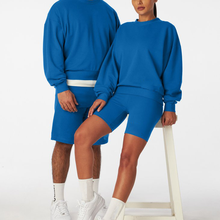 Custom Logo Plain 100%Cotton Crewneck Blank Unisex Pullover Sweatshirts For Women & Men detail pictures