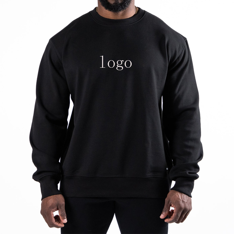 Height Weight Velvet Inside Custom Logo Crew Neck Men Workout Pullover Sweatshirts detail pictures
