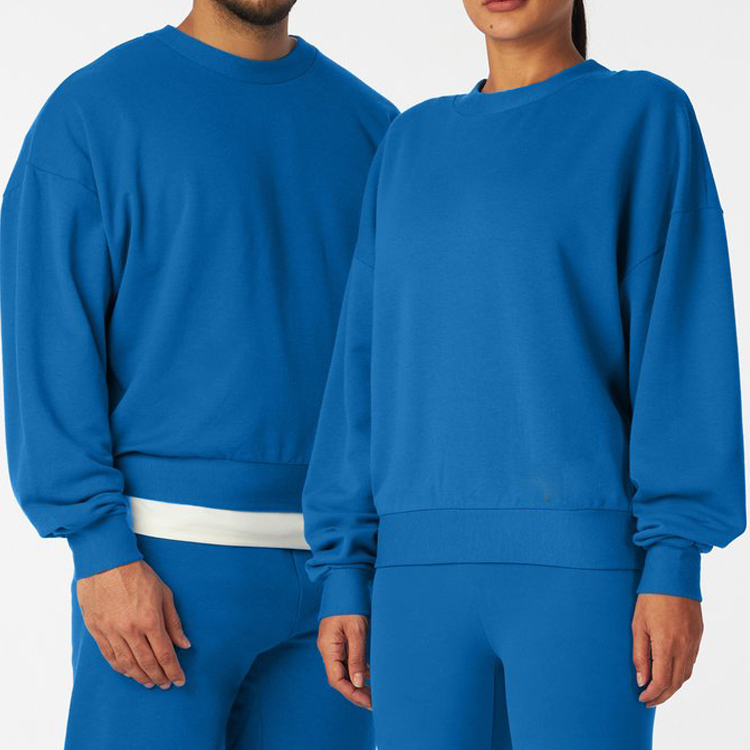 Custom Logo Plain 100%Cotton Crewneck Blank Unisex Pullover Sweatshirts For Women & Men detail pictures