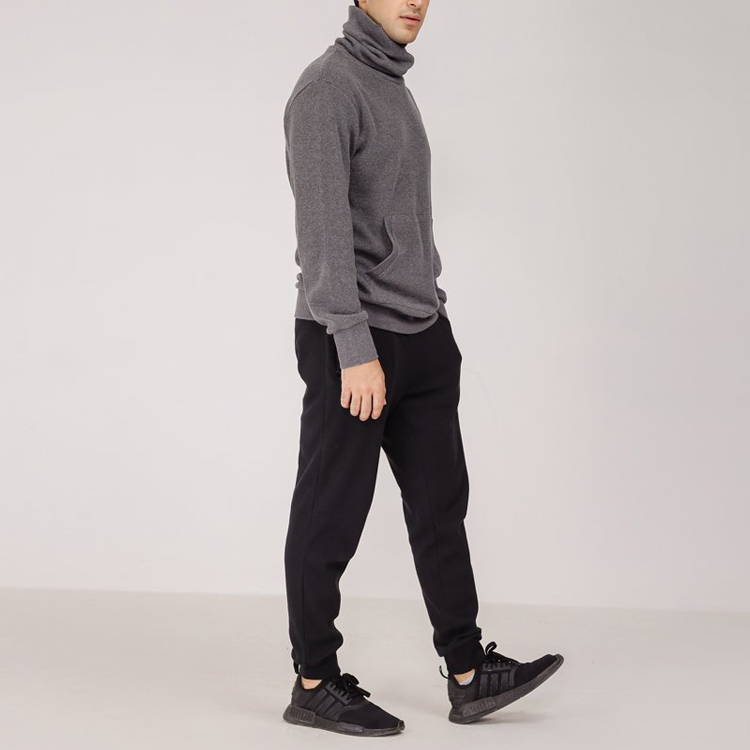 High Quality Custom Logo Men’s Waffle Turtleneck Plain Sweatshirts With Kangaroo Pocket detail pictures