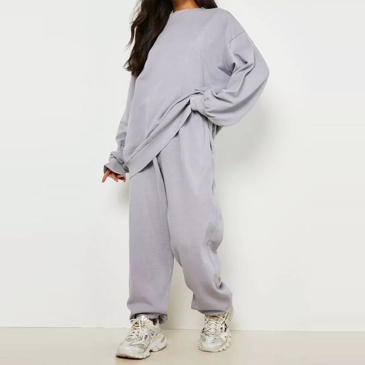 Best Selling 80%Cotton 20%Polyester Crew Neck Track Suit Custom Logo Women Sweatsuits