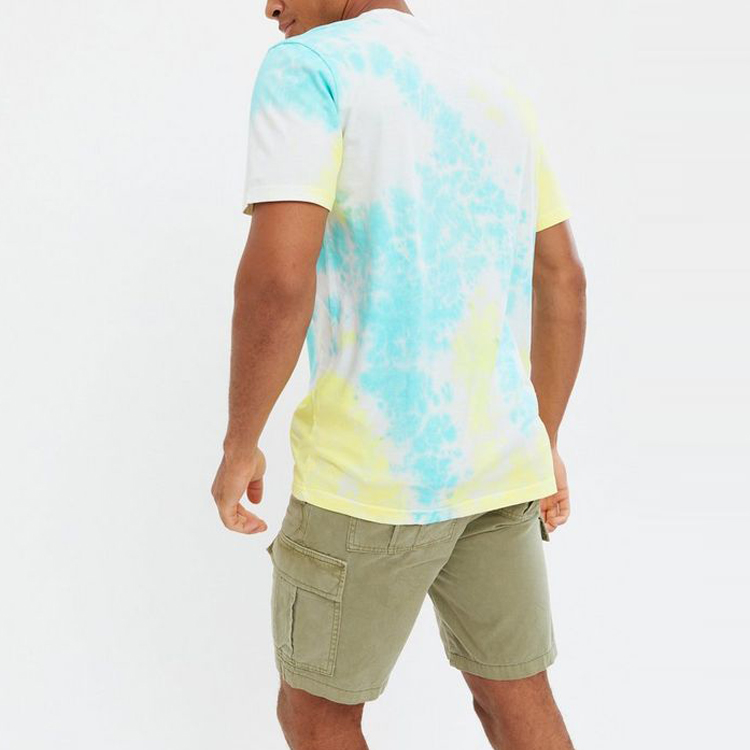 Wholesale Short Sleeves Workout 100 Cotton Tie Dye Gym T Shirts Custom Printing For Men detail pictures