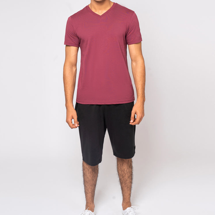 Top Quality 95% Cotton 5% Spandex Plain V Neck Workout T Shirts Custom Logo Printing