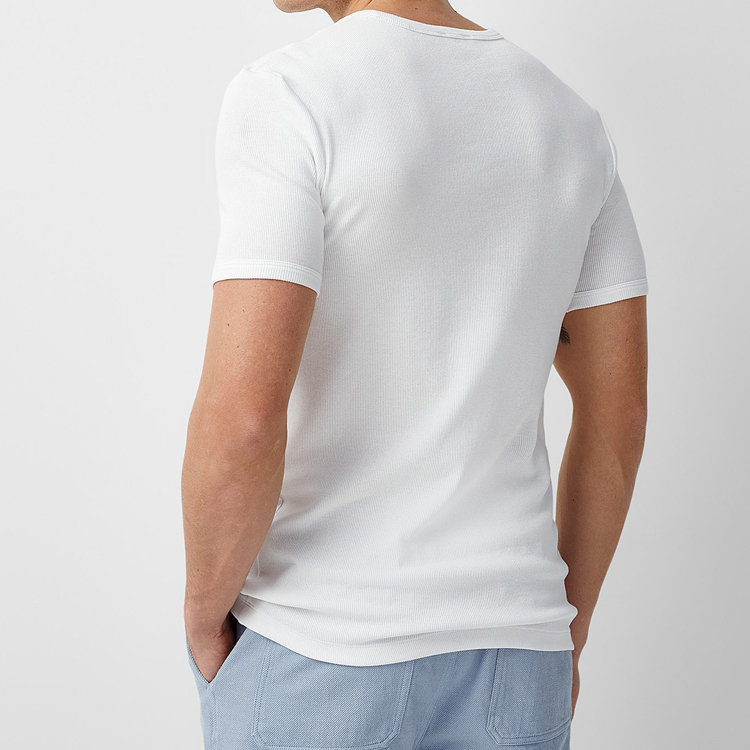 Wholesale Blank Tee Custom Logo Plain Workout Ribbed Fitted T Shirts For Men detail pictures