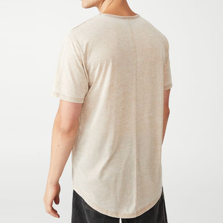 Summer Custom Cheap Price OEM Mens Crew Neck Blank Scooped Hem Workout Gym T Shirt detail pictures