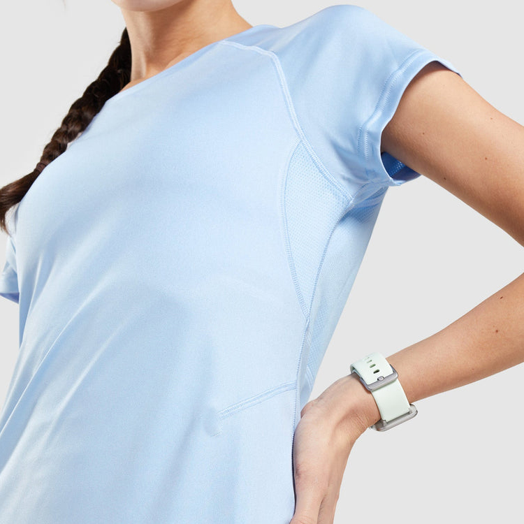High Quality Back Mesh Panel Workout Custom Slim Fit Gym Sports T Shirts For Women detail pictures