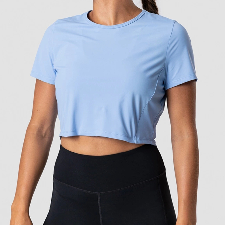 Custom Logo OEM High Quality Short Sleeve Workout Plain Crop T shirts For Women