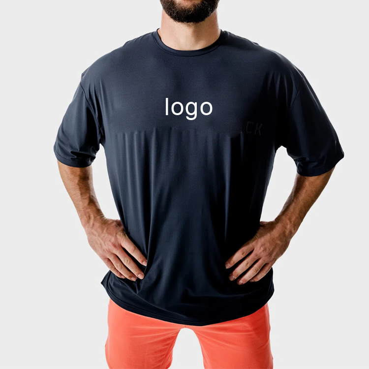 Custom Logo Printing Polyester Oversized Plain Fitness Blank Sports T shirts For Man detail pictures