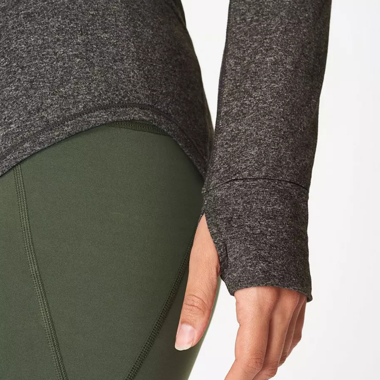 Top Quality Curve Hem Custom Women Fitness Long Sleeve Plain T Shirts With Thumb Hole detail pictures