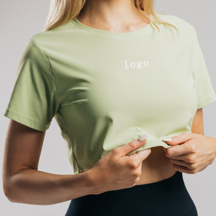 High Quality Soft Cotton Short Sleeve Blank Crop Plain T Shirt Custom Logo For Women detail pictures