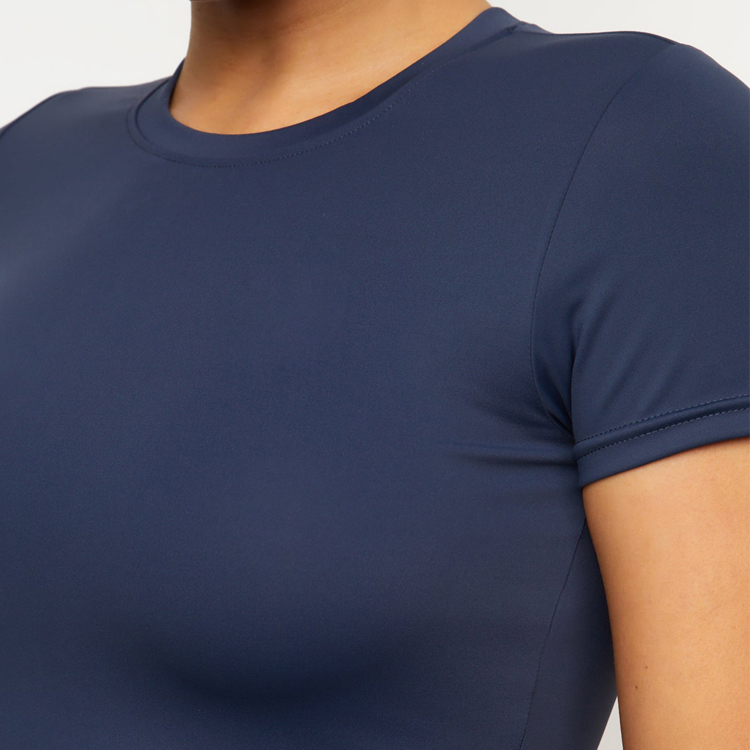 Custom Logo Quick Dry Plain Shorts Sleeve Crop Top Gym T Shirts For Women detail pictures