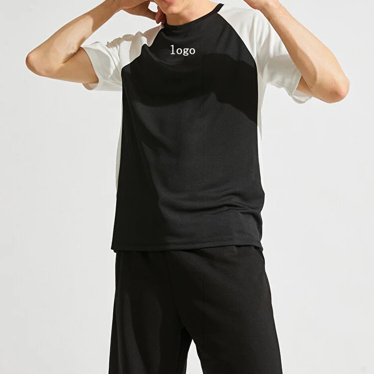 Wholesale Quick Dry Polyester Color Block Gym Athletic T Shirts Custom Printing For Men detail pictures