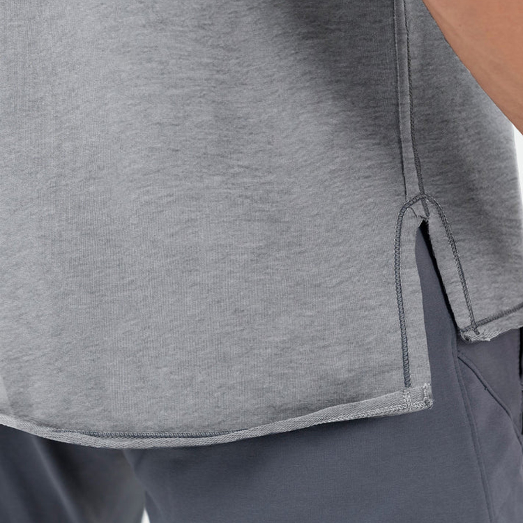Factory Price Custom Raw Hem Raglan Sleeve Plain Cotton Gym T Shirt For Men detail pictures