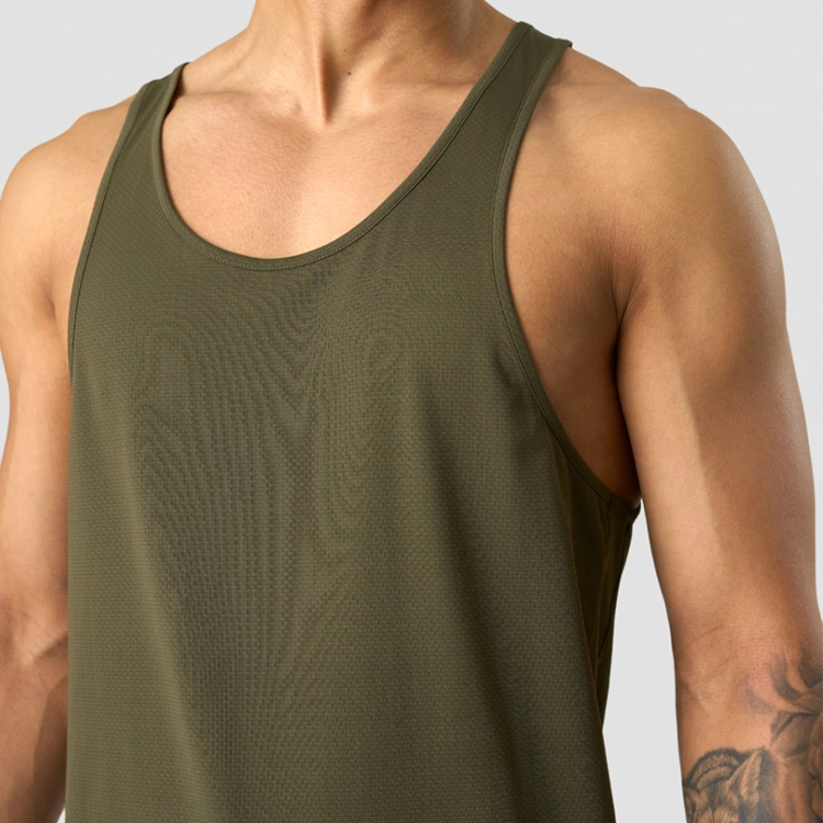 Custom Logo Running Active Fitness Workout Men Polyester Blank Gym Sports Tank Top detail pictures