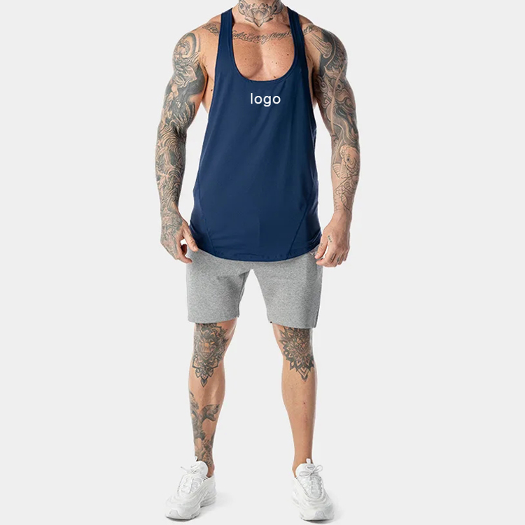Sports Quick Dry Basic Stringer Custom Logo Polyester Fitness Tank Tops For Men