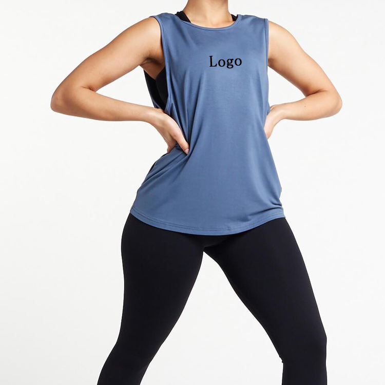 Ladies New Trendy Custom Logo Sweat Wicking Athletic Crossover Tank Top For Women detail pictures