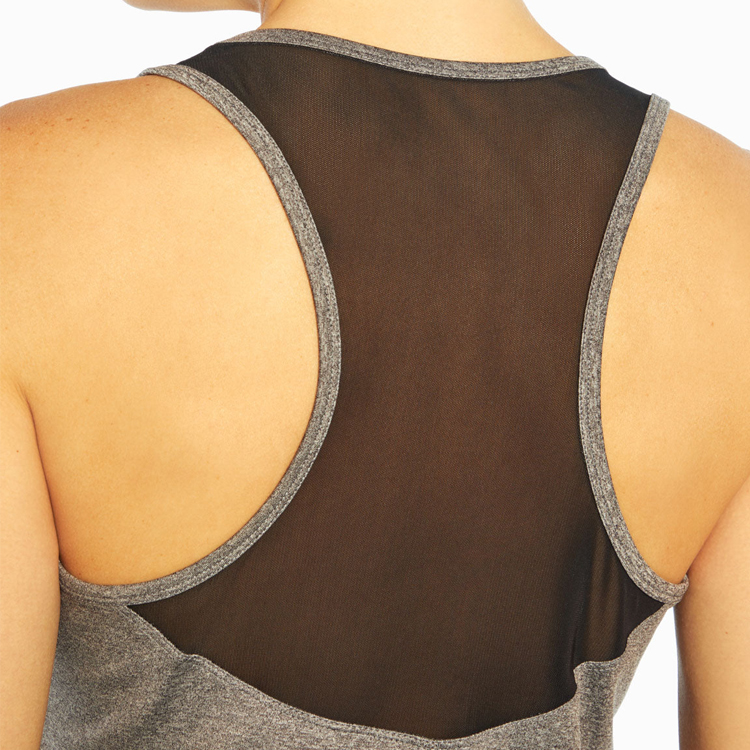OEM Factory Mesh Panel Custom Women Active Racer Back Fitness Sports Gym Tank Tops detail pictures