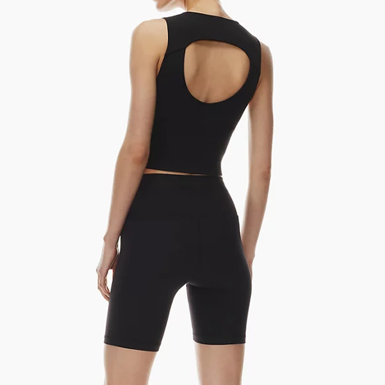 Wholesale Custom Sexy Back Cutout High Neck Workout Gym Crop Tank Top For Women detail pictures