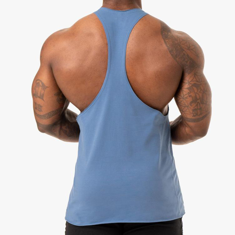 Hot Sale Cotton Muscle Building Gym Stringer Custom Logo Sports Tank Top For Men detail pictures