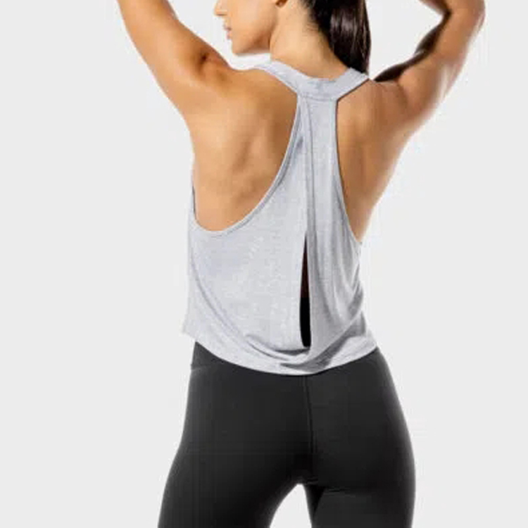 Wholesale Wrap Open Back Custom Printing Crop Gym Fitness Blank Tank Top For Women detail pictures
