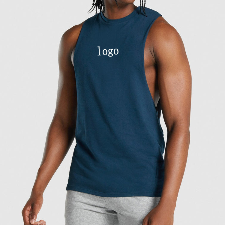 Wholesale High Quality Raw Deep Armhole Cotton Workout Gym Tank Tops For Men