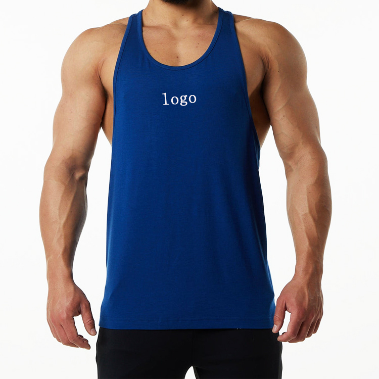 Wholesale Polyester Low cut Neckline Open Racer Back Men Gym Sports Tank Top Custom Printing