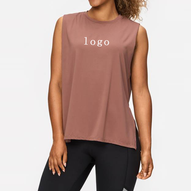 Wholesale Breathable Side Split Custom Plain Crop Sports Yoga Tank Top For Women
