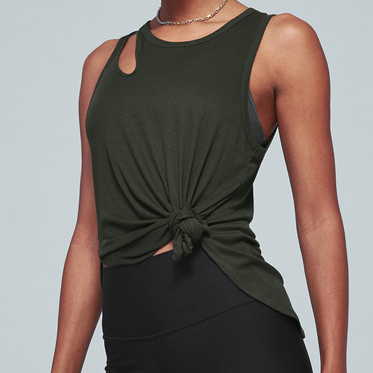 Factory Price Custom Plain Loose Fit Tanks Athletic Fitness Women Gym Ribbed Tank Tops detail pictures