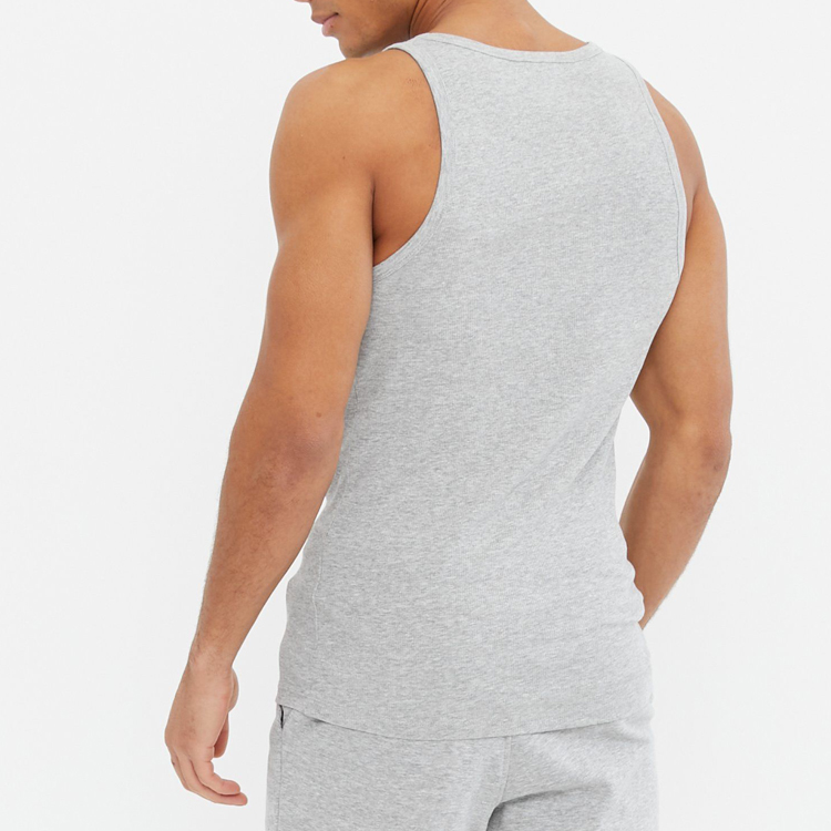 Wholesale Scoop Neckline Muscle Blank Workout Ribbed Tank Top Custom Printed For Men detail pictures