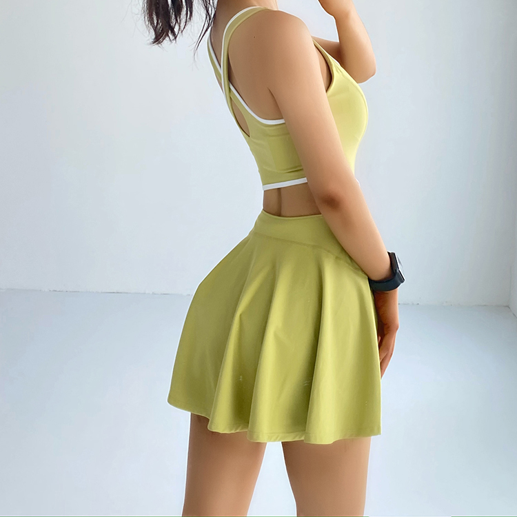 Custom Stretchable Golf Tennis Dress Quick Dry Cross Back Tennis Skirts For Women detail pictures