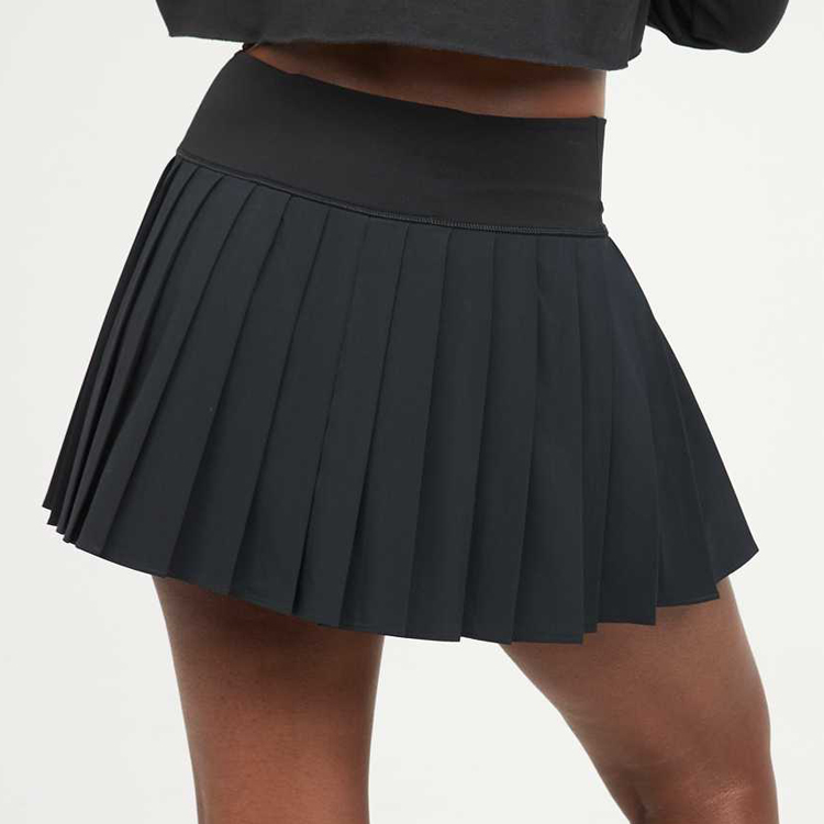 Wholesale Four Way Stretch Custom Logo High Waist Pleated Tennis Skirts With Lining For Women detail pictures
