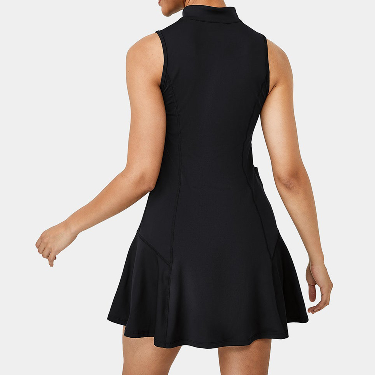 Custom Golf Tennis Dress Quick Dry Half-Zip Side Pocket Flared Tennis Skirts For Women detail pictures