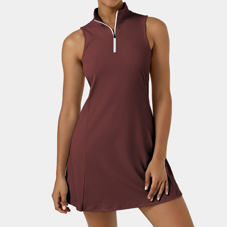 High Quality Tennis Wear Customized Half Zip Golf Skirts Tennis Dress For Women detail pictures