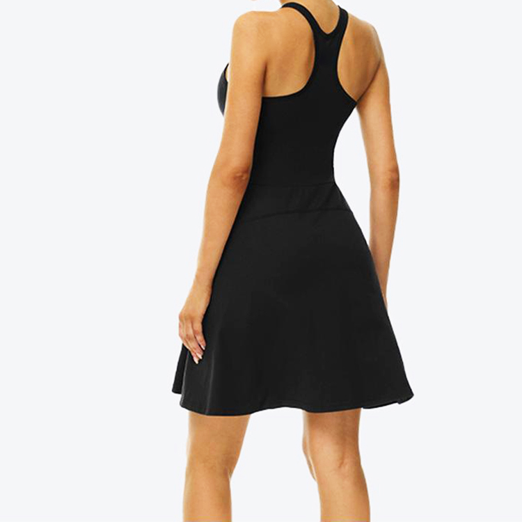 Custom Racer Back Tennis Skirts 2 In 1 Activity Tennis Dress With Lining Shorts For Women