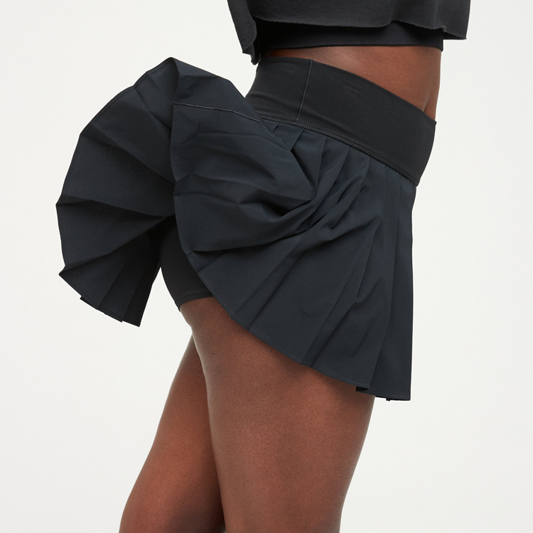 Wholesale Four Way Stretch Custom Logo High Waist Pleated Tennis Skirts With Lining For Women detail pictures