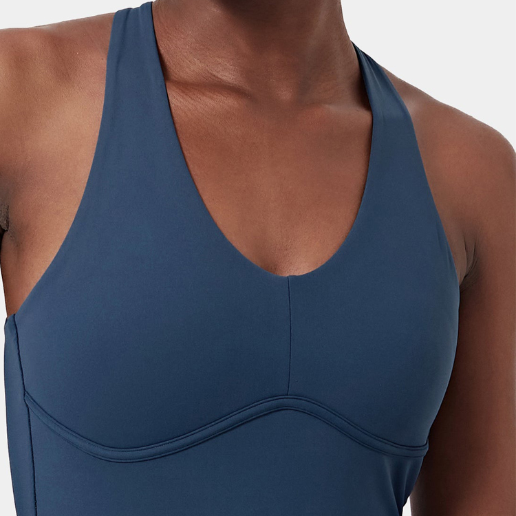 Fashion Design Gym Tennis Skirts U-Neck Cross Key Hole Back Women Activity Tennis Dress detail pictures