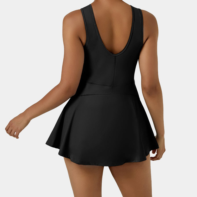 New Arrivals Custom Tennis Skirts U Back Flare Tennis Dress For Women With Lining detail pictures