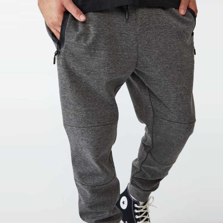 Custom Embroidery Logo Tech Track Pants Mens Sweat Jogger Pants With Zipper Pocket detail pictures