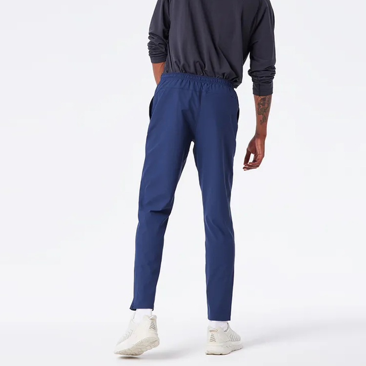 High Quality 100%Polyester Elastic Waist Men Track Sports Jogger Pants With Zipper Bottom detail pictures