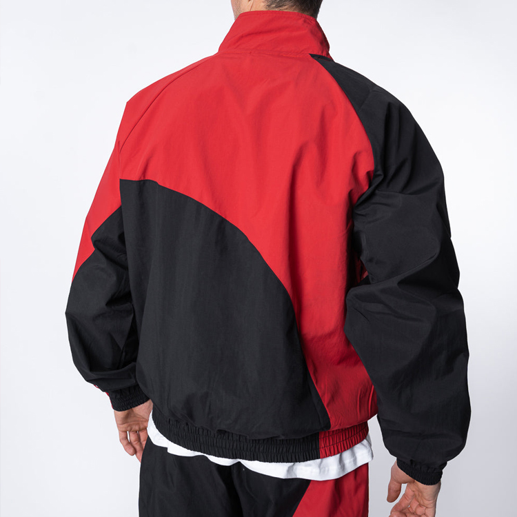 Custom Quick Dry Polyester Color Block Jogger Windbreaker Tracksuit Set For Men detail pictures