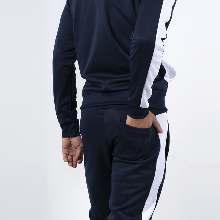 Wholesales Fitness Color Block Slim Fit Jogger Sweatsuit Polyester Tracksuit Set For Men detail pictures
